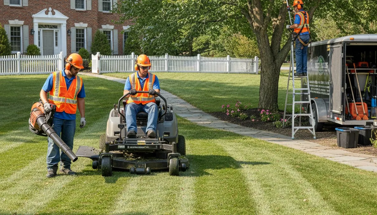 Tree service crew providing lawn care in Allen, TX for healthy residential yards