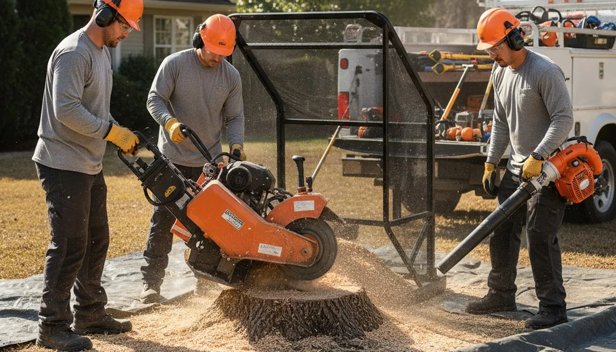 Stump removal service in Allen, TX clearing a tree stump from a residential yard