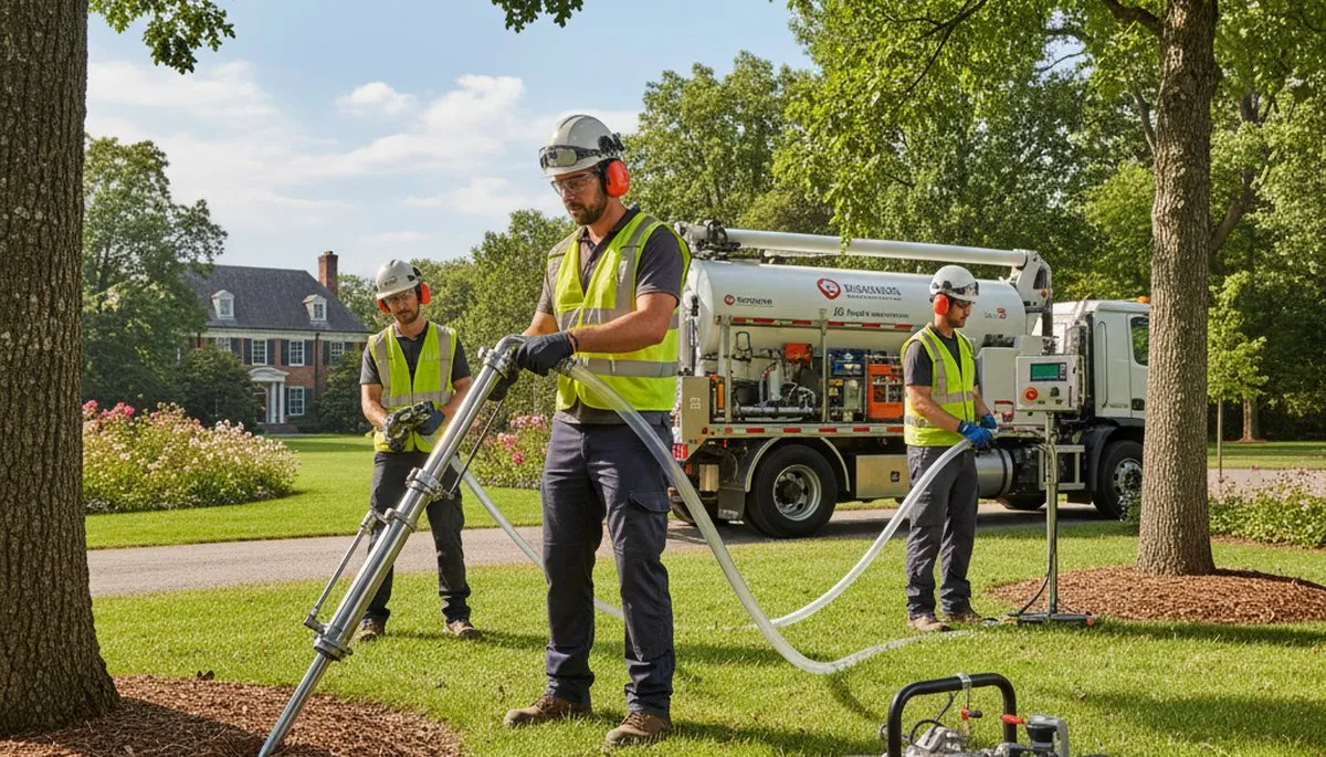 Tree service technician fertilizing trees in Allen, TX for healthier, stronger growth